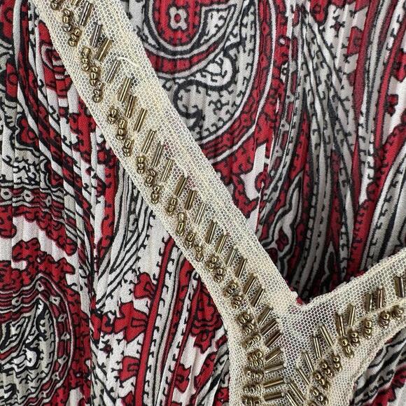 Catherines top  3xwp red beaded tunic plus beachy spring summer casual office - Picture 2 of 5